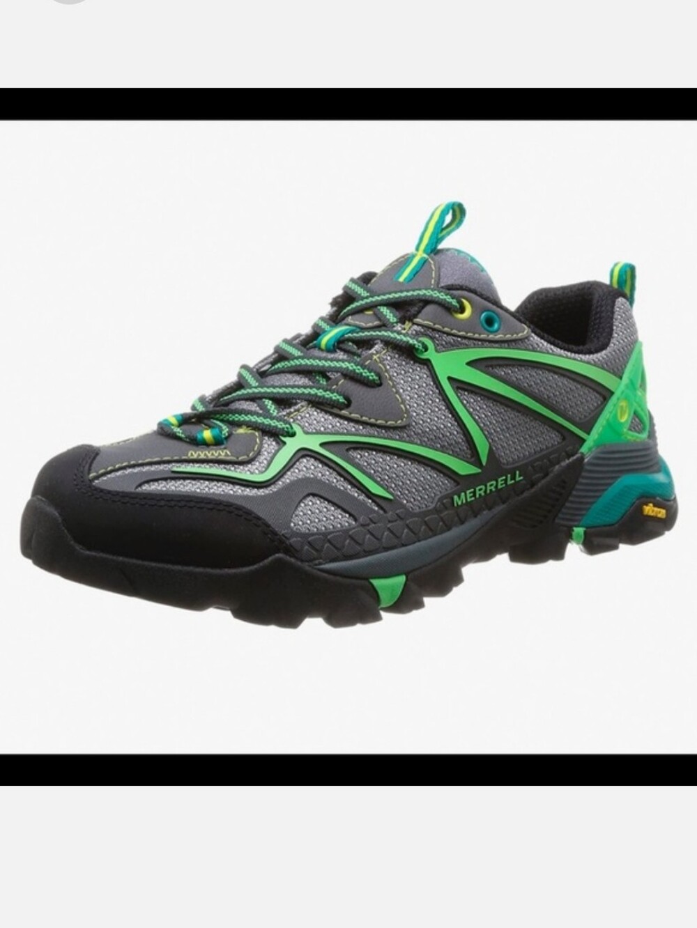 Merrell Capra Sport Gore-Tex Hiking Shoes in Gray and Lime Green Size 7.5